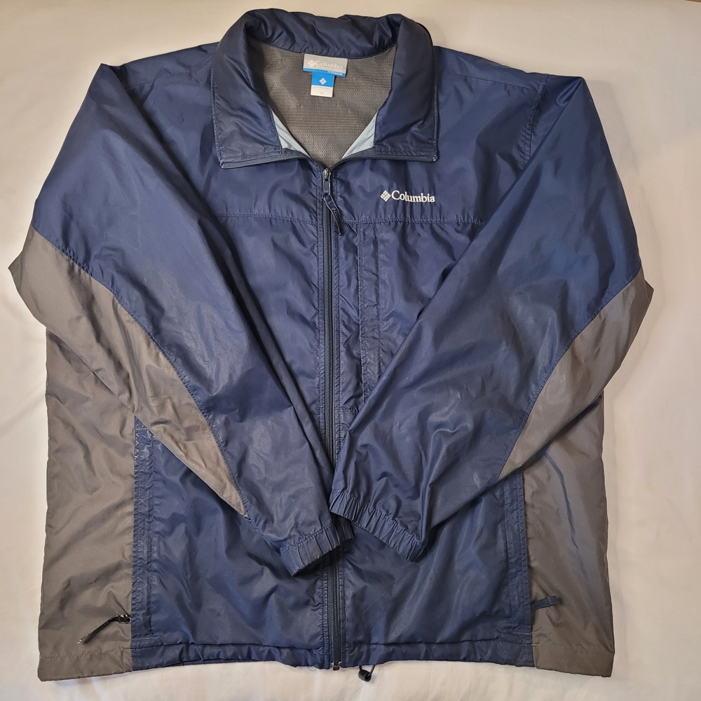 Columbia Titanium Men's Windbreaker Jacket 1X Blue Gray Full Zip Lightweight